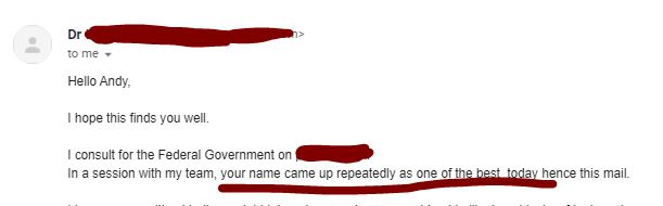 Dr I. U email screenshot
