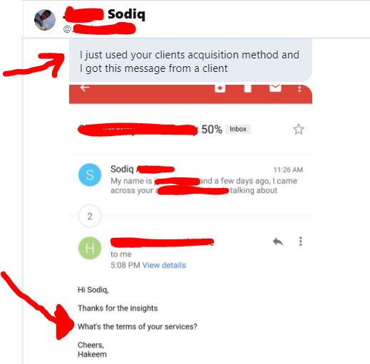 Sodiq testimonial Client response